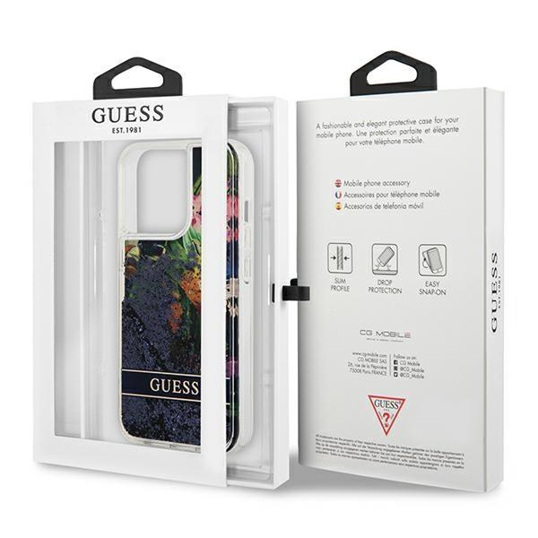 Guess Guhcp13Llflsb Iphone 13 Pro / 136,1 Niebieski/Blue Hardcase Flower Liquid Glitter