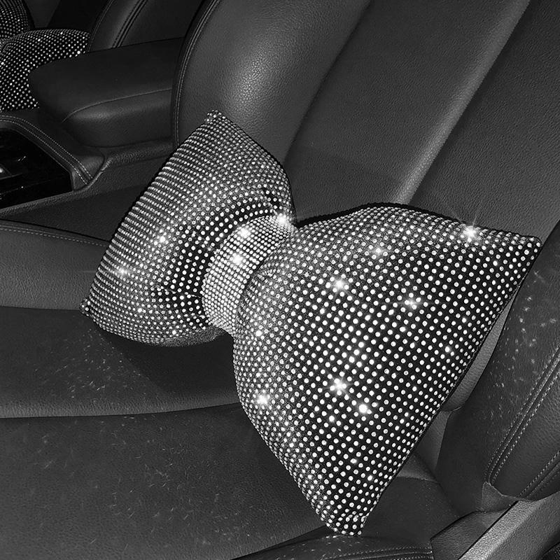1 шт. Блестящая подушка для шеи автомобиля в форме банта с бриллиантами, стразы, кристалл, поддержка сиденья с подголовником, подушки для поясницы, аксессуары для интерьера автомобиля