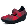 Women's Woven Elastic Chunky Heeled Wedge Platform Casual Shoes Low Heels Lightweight Breathable Mary Jane for Women Slip-On Pumps Shoes Walking Shoes