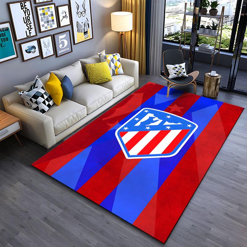 Red and Blue Striped Shield Carpet suitable as a non-slip mat for the living room or bedroom sofa