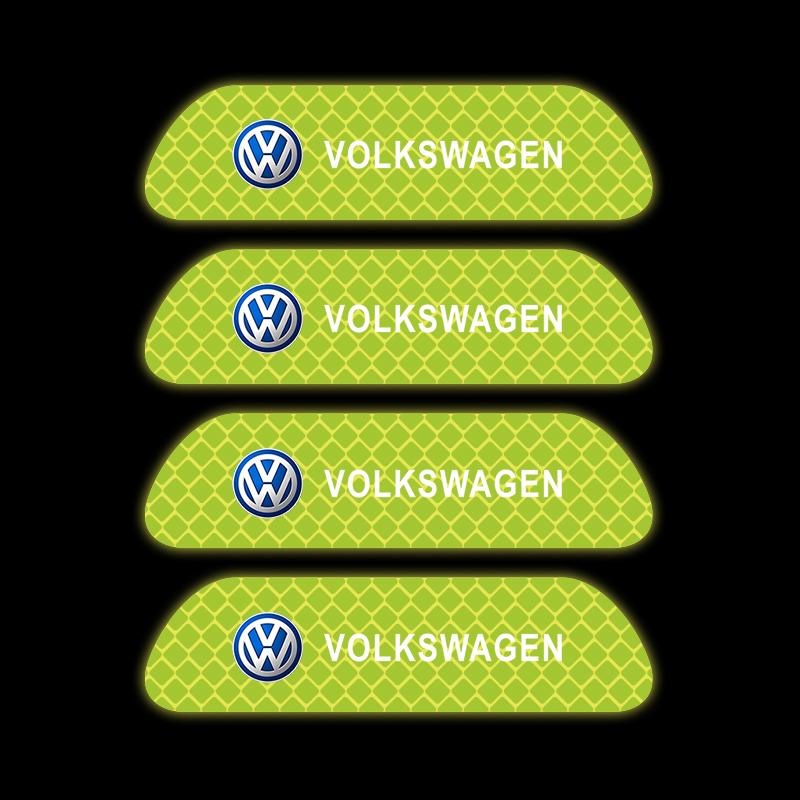 VW 4PCS Car Door Sticker Safety Warning Reflective Mark For VW Volkswagen Passat POLO Tiguan Golf Jetta