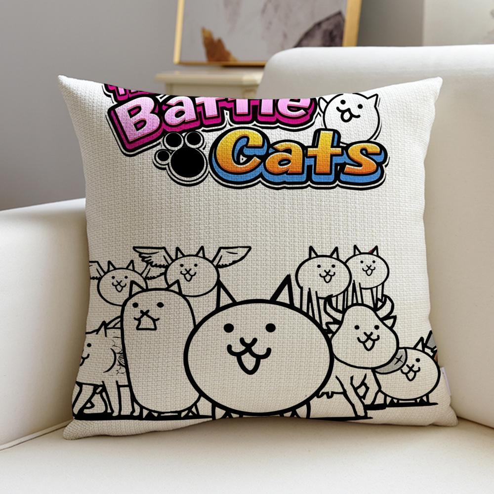 Addictive TThe Battle CatsS Cushion Cover Breathable and skinfriendly linen pillowcase square removable and washable cushion