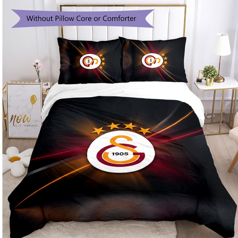 Galatasaray FC Printed 3PCS Bedding Set Breathable Duvet Cover with Pillowcases Decorative Bed Linen for Bedroom Home