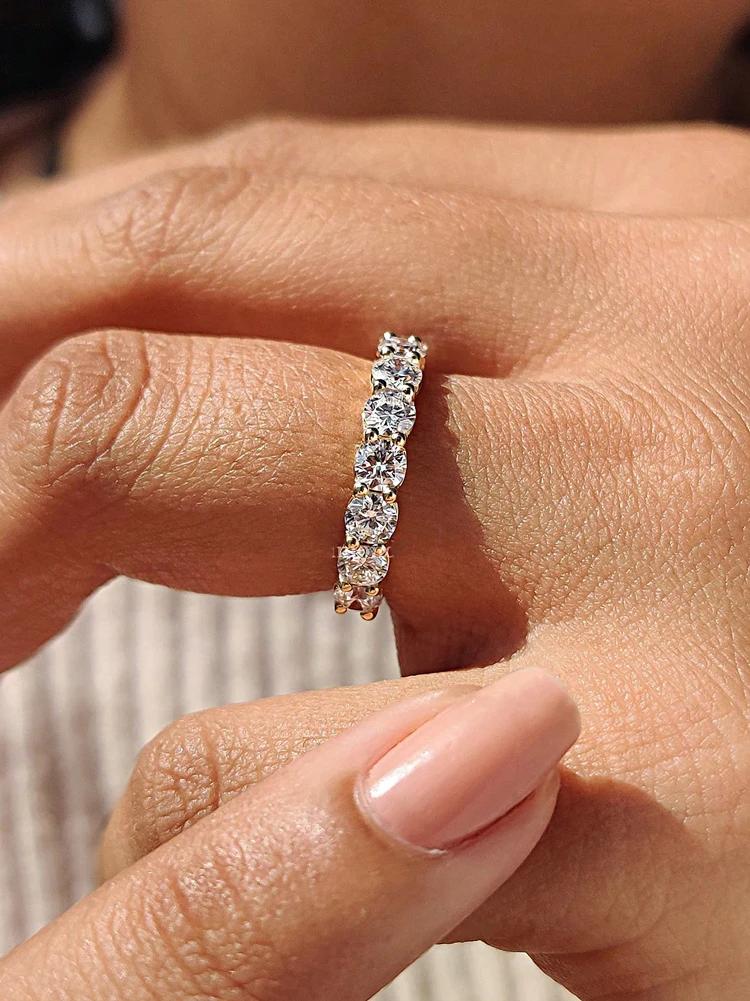 925 Silver Round Zircon Shiny Gorgeous Rings for Women Engagement Wedding High Quality Fine Jewelry