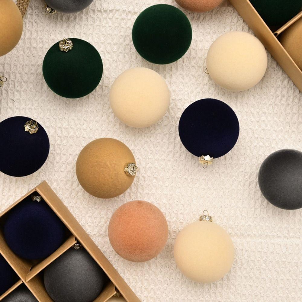 12 шт. Флокированные елочные шары, украшения 6 см, подвесные украшения для рождественской елки, домашние новогодние подарки