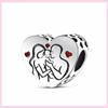 925 Silver Sister Heart Wedding Charm For Original Bracelet Cat Nurse Angel Jewelry Beads Spacer Stopper