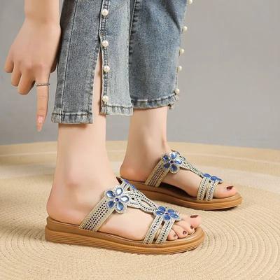 Туфли для женщин на низком каблуке женские тапочки на открытом воздухе новый стиль сандалии шикарные и элегантные нескользящие стильные по акции модные шлепанцы