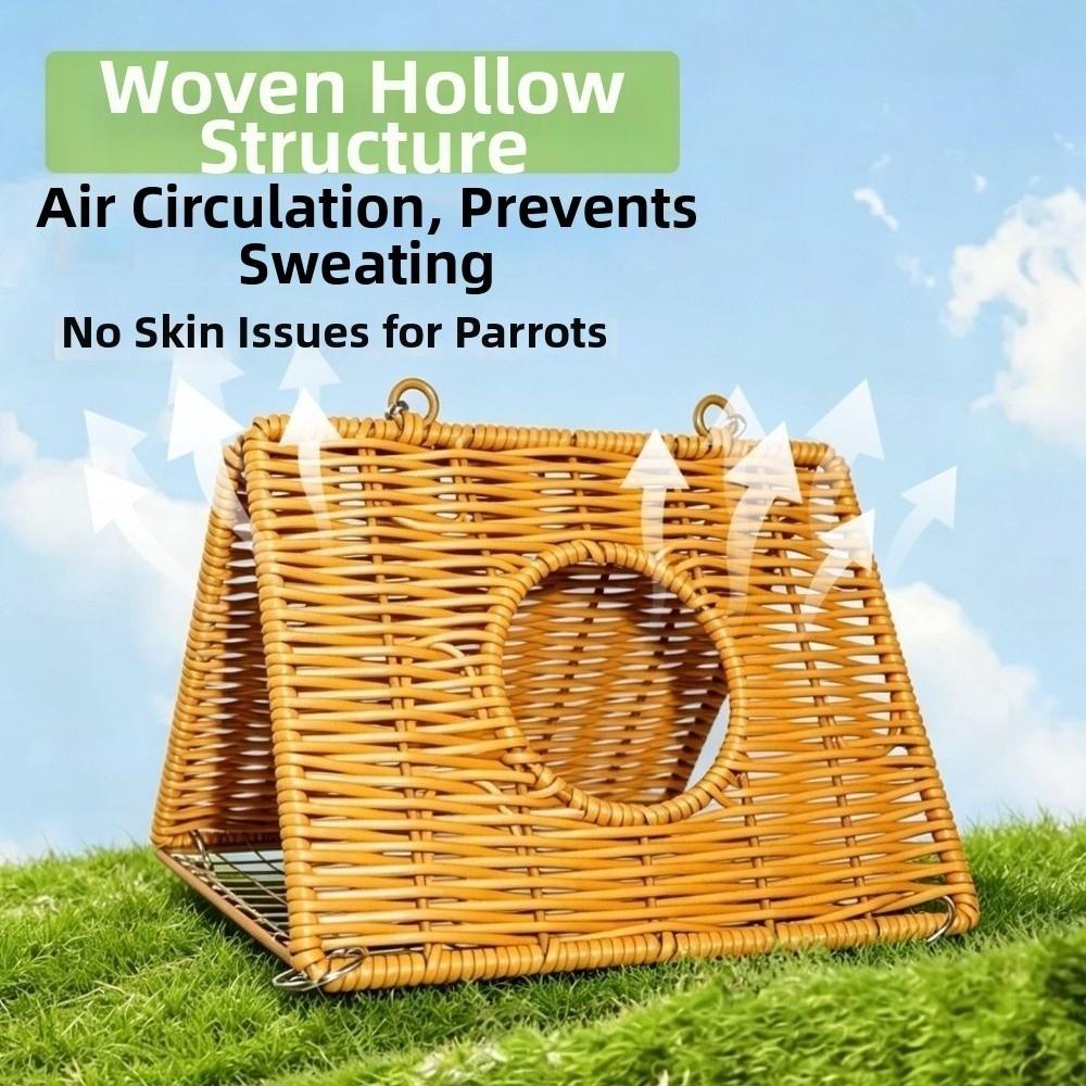Imitate Rattan Parrots Woven Bird Nests Breathable Hamster Hideout Cave  Summer Use