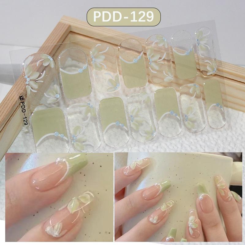 60 стилей DIY полуотвержденные гелевые наклейки для ногтей долговечные однотонные свежие цветы весной полоски для ногтей патч-слайдер наклейка с полным покрытием