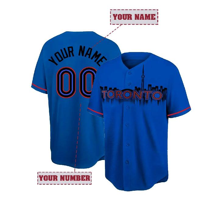 Custom Name And Number Men's Embroidery Baseball Jersey Toronto Black V-Neck Personalized Short Sleeve Button Down DIY Shirts