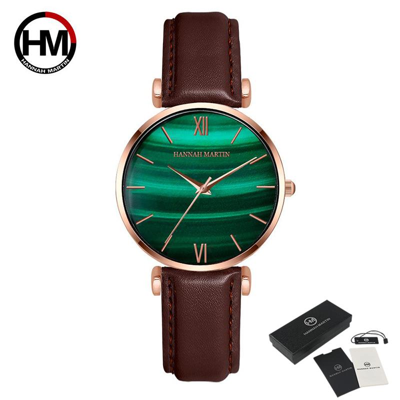 Hannah Martin Women Watches Fashion Quartz Movement Relogio Feminino Emerald Rose Gold Waterproof WristWatches