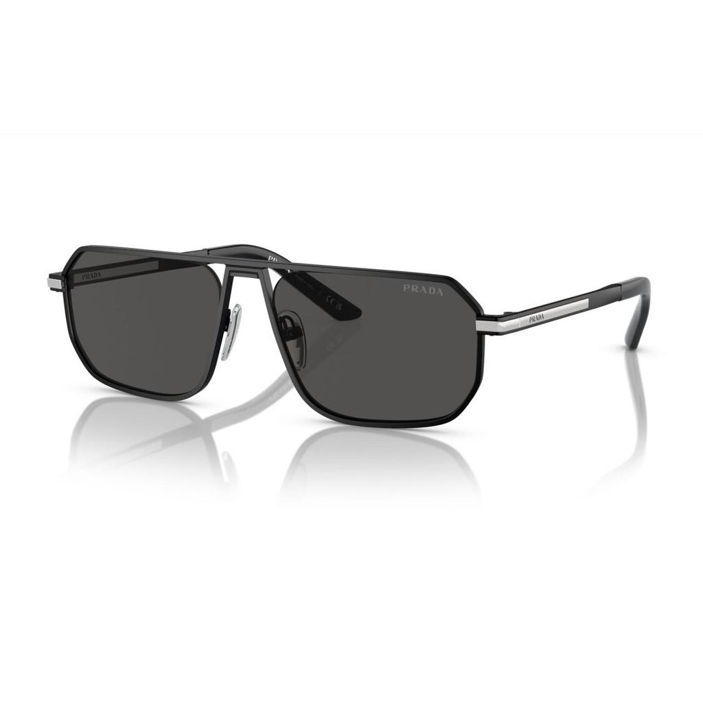 Prada Irregular Shape Sunglasses With Decorative Temples Men sunglasses Black PRA53S1BO5S0