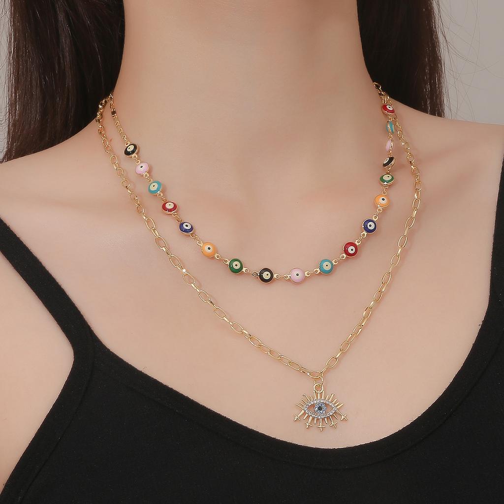 Necklace for Women Jewelry Necklaces Premium Feeling Exaggerated Eyes Alloy Pendant Multi-Layer Necklace Beautiful Elegant Necklace for Her