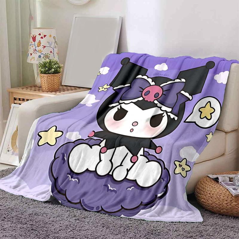 1pc Cute Kuromi Blanket, Cute Home Decor for All Seasons, Perfect Gift for Animal Lovers, Soft Throw Blanket, Ideal for Couch, Bed, or Car, Warmth and