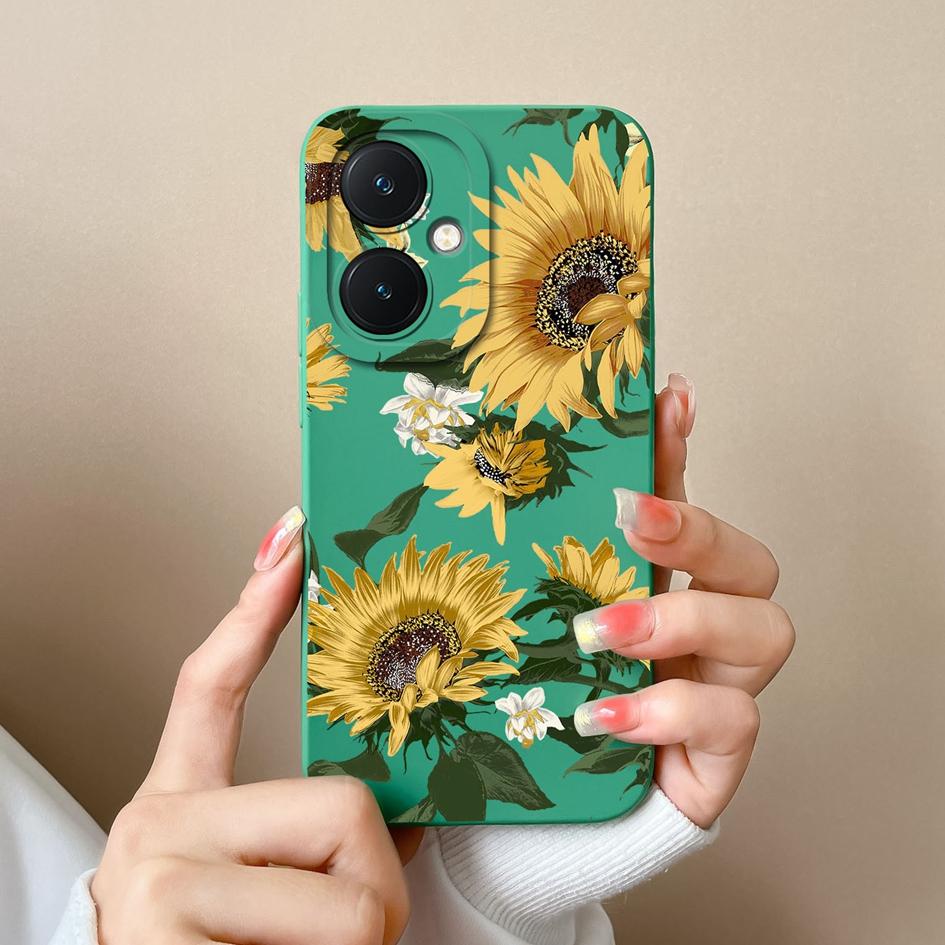 Задняя крышка для Vivo V29 Lite X90 Y78 + Y17S Y27 Y36 Pro Чехол Красивая бабочка Подсолнух Матовый Роскошный мягкий жидкий чехол для телефона высокого качества для Vivo Capas