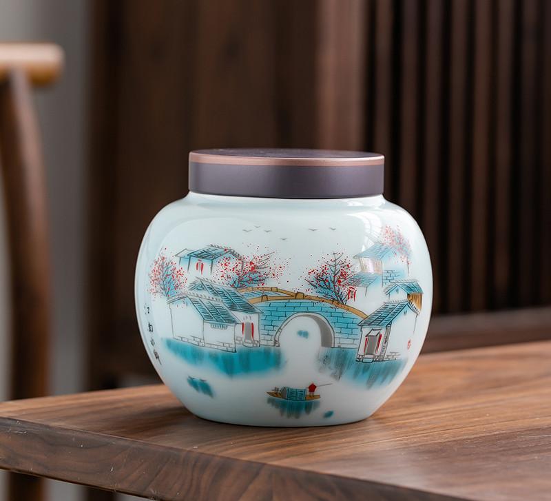 Китайский керамический контейнер для чая, портативная герметичная банка, дорожные коробки для чая, кухонный органайзер для специй, резервуар для хранения конфет, кофе, сухофруктов