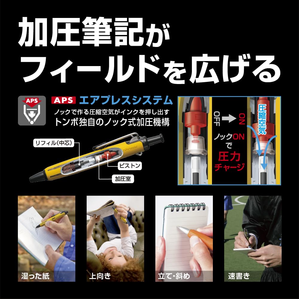 Шариковая ручка Tombow Air Press Clear на мокрой поверхности в лежачем положении 0,7" (BC-AP20) - Под давлением, на масляной основе (Пишет Бумага/Даже Пух)