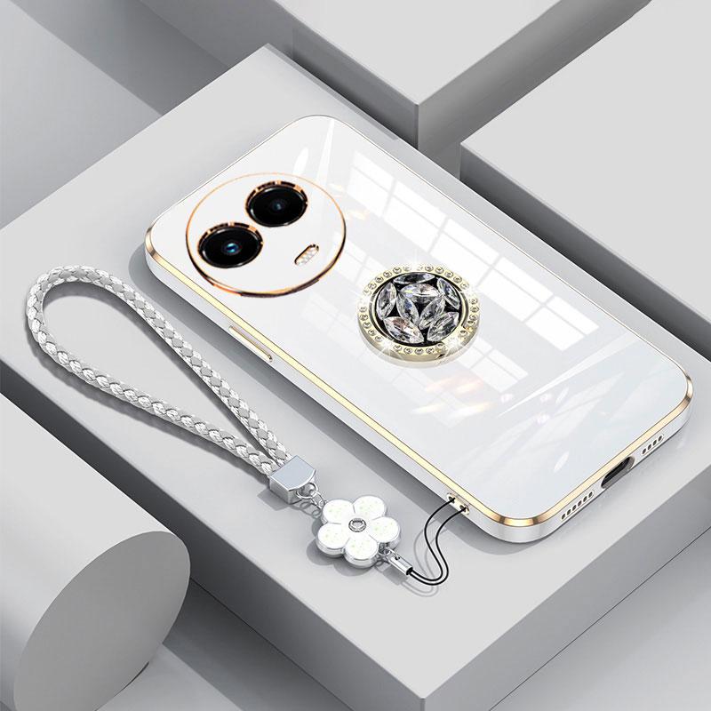 Чехол для Realme 11 5G Роскошный чехол-кольцо с бриллиантами для OPPO Realme 11X 6.72'' A17 A96 Чехол для телефона со шнурком Гальванический чехол Realme11