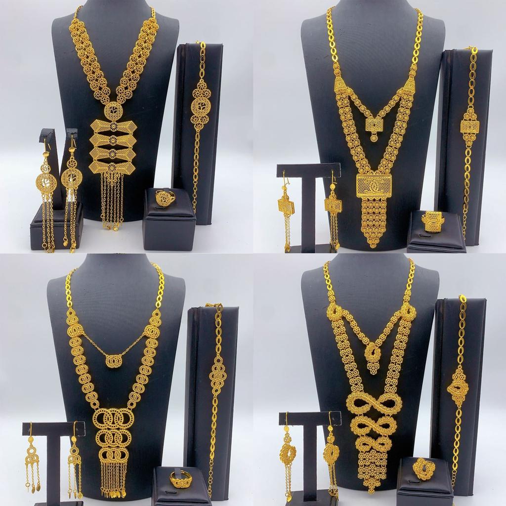 Middle East Dubai Bridal Jewelry Set Circle Necklace Earrings Saudi Wedding Necklace Earrings 2026