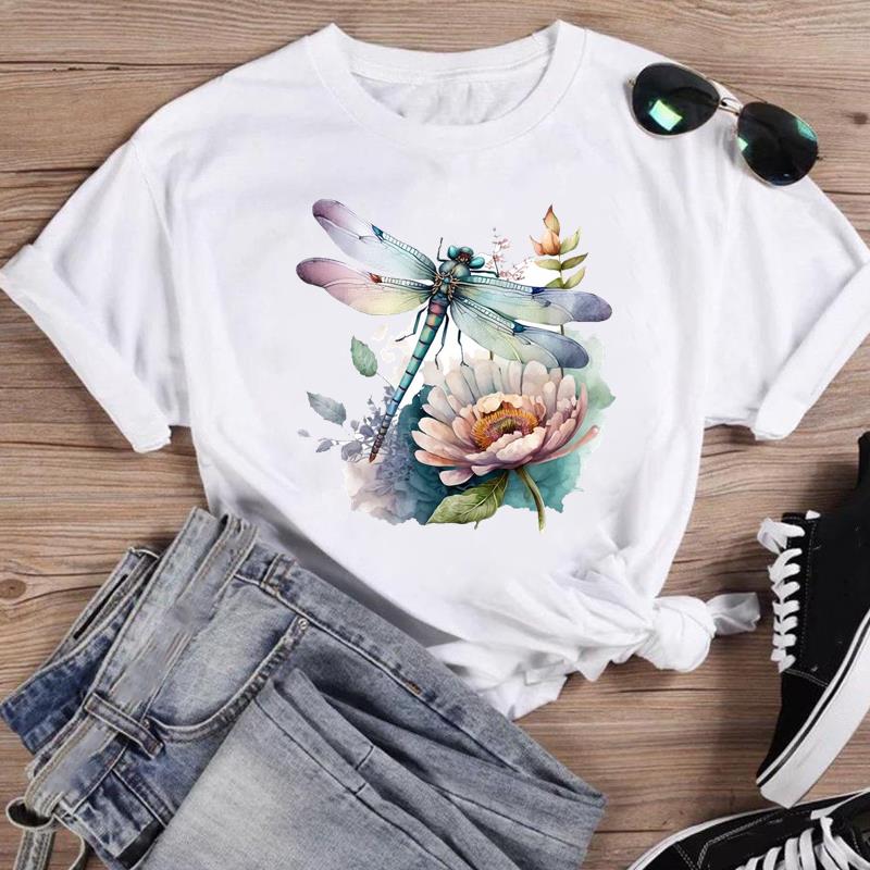 (Азиатский размер) Модная женская повседневная футболка с акварельным фламинго, тренд 90-х годов, повседневная женская футболка с графическим принтом, футболки с короткими рукавами