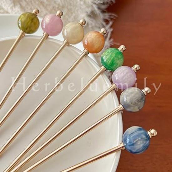 Herbeluemily Kanzashi Hair Accessory Simple Single Pin Womens Kimono Gray HM-0181-R06-GY