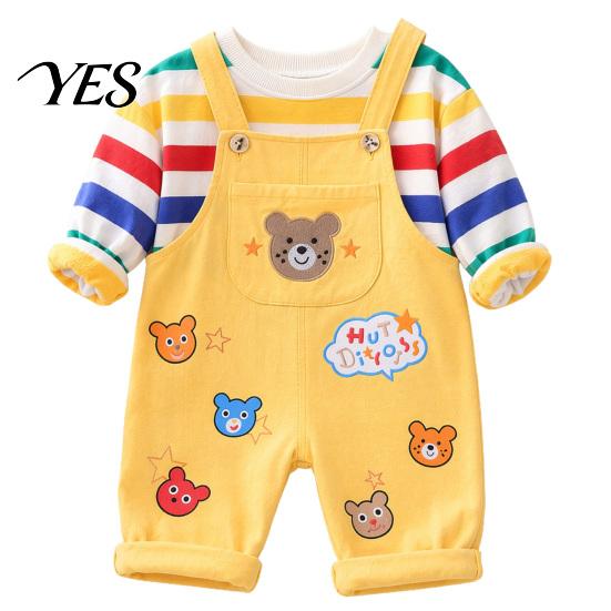 Small Dog Clothing Colorful Striped Jumpsuit, Cute Bear Prints, Cozy Cartoon Pattern Wear Puppy Onesie Clothes, Four-Leg Outfit for Dogs Jumpsuit