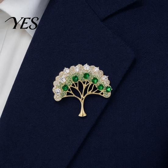 Rhinestone Brooch Pin, Wishing Tree Design Lapel Pin with Sparkling Layered Rhinestones, Hollow Branches Badge for Suits Coats Cheongsam Banquets