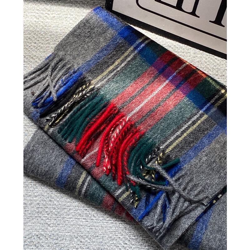 VICTORIA&VERA Women's British Plaid Color-Block Tassel Wool Scarf