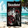 T-Tokio Hotel Live Tour Постер Пляжное полотенце Микрофибра Мягкое Быстросохнущее Черно-красный Принт Рок-группы Полотенце Для фанатов Плавание На открытом воздухе