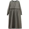 Korean Version of Wooden Ear Lace Plaid Dress Plus-size Women's Casual Dress
