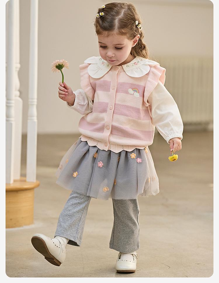 David Bella Girls' Anti static Knitted Sweater Vest Autumn Collection New Baby Cotton Striped Vest