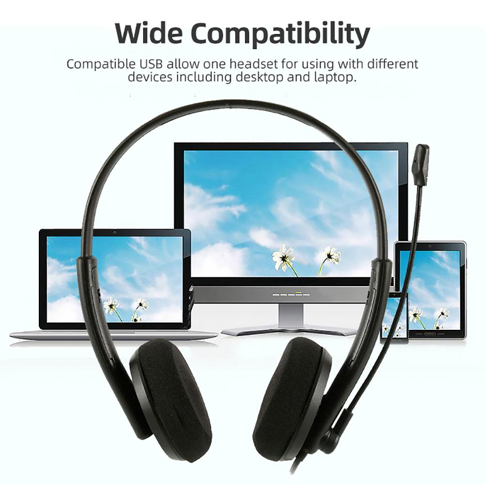 USB-гарнитура для колл-центра с вращающимся на 270 ° микрофоном с шумоподавлением, универсальные проводные наушники для бизнеса для ПК, портативного компьютера