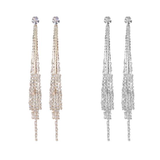 1 пара серег-гвоздиков Изящные Элегантные Темпераментные Роскошные Со стразами Кисточки Линейные Серьги Модная Бижутерия