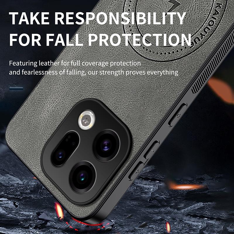 Модный кожаный силиконовый чехол с эффектом молнии для Oppo Find X9 Для OPPO Find X9 Магнитная беспроводная зарядка Противоударный чехол Чехол для Find X9