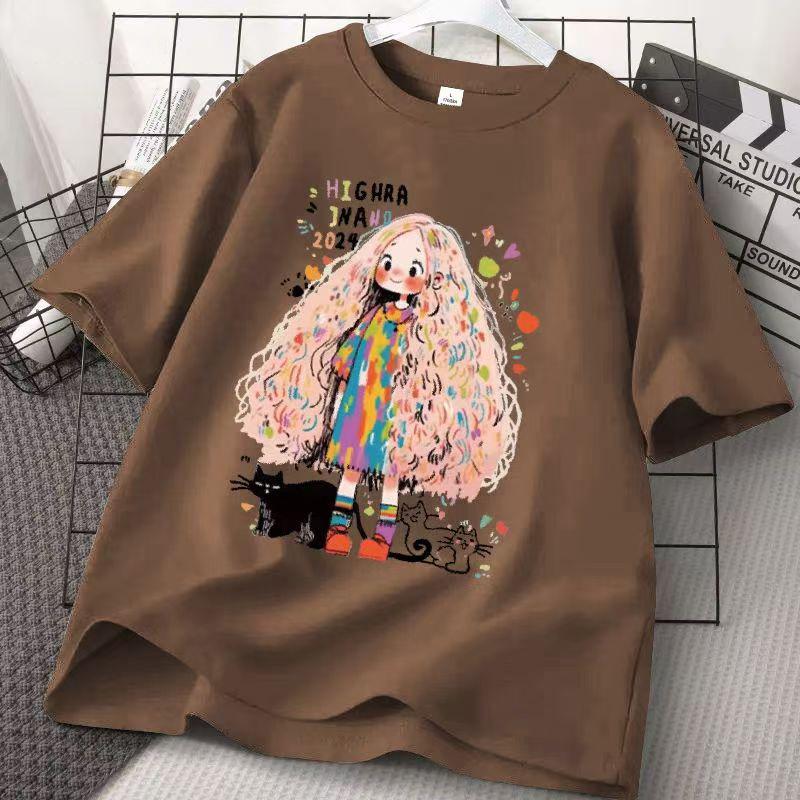 Футболка с коротким рукавом из хлопка American Tide Printed, женская летняя свободная уличная летняя футболка