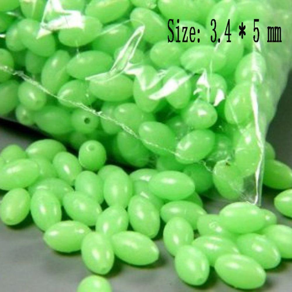 100Pcs 5mm X 3.4m Plastic lighting fishing Lures Glow In The Dark Luminous Beads Oval Shaped