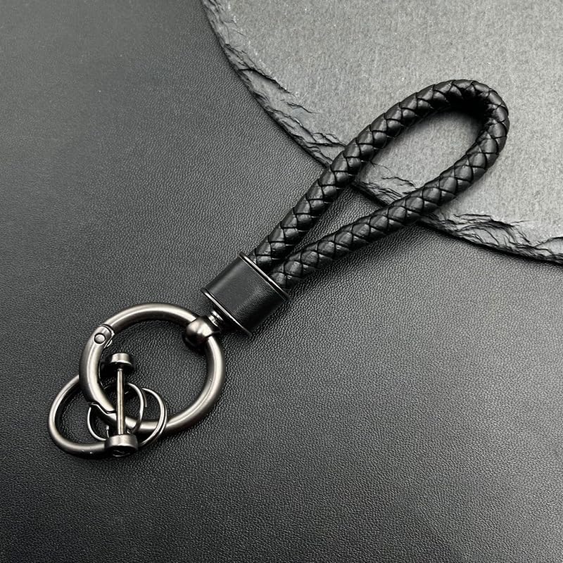 Брелок Rockyu, мужской, женский, плетеный кожаный, кольцо для ключей автомобиля, простой, стильный, легкий, прочный, подарок,