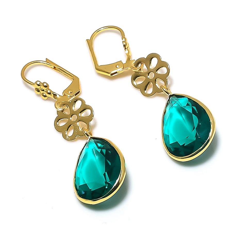Indicolite Tourmaline Gemstone Handmade 925 Sterling Silver Earring 1.81" KJ-1080