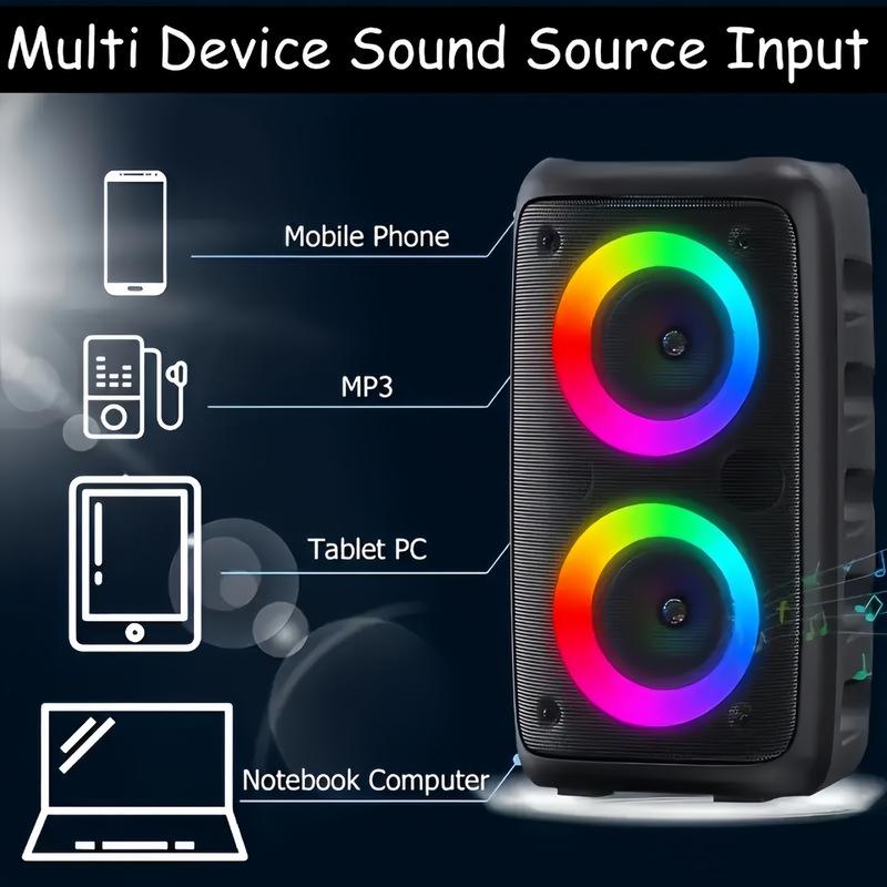 Караоке Радио FM Bluetooth Динамик Портативный Беспроводной С Микрофоном Лампа Машина Caixa De Som Саундбокс Музыка Сабвуфер Светодиодный TWS