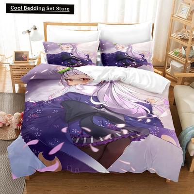 Новый комплект постельного белья Murasaki Shion Single Twin Full Queen King Size Bed Set Adult Kids Bedroom Duvet cover Sets Anime Kawaii Girl Bed
