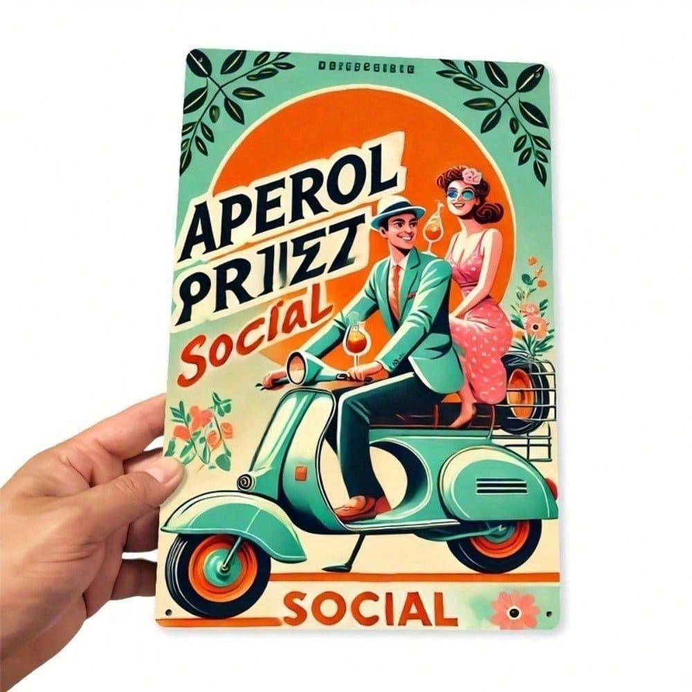 Металлический Плакат Винтажный Aperol Spritz Ретро Бар Кухня Ресторан Декор Стены 7,8x11,8 Дюйма