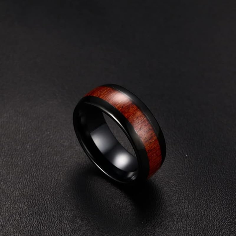 [Rockyu] ring men's Fashionable tungsten ring No. 14 wooden ring light Durability width 8mm