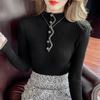 Ретро вязаный топ с высоким воротом и длинными рукавами, женский корейский модный свитер, пуловер, трикотаж