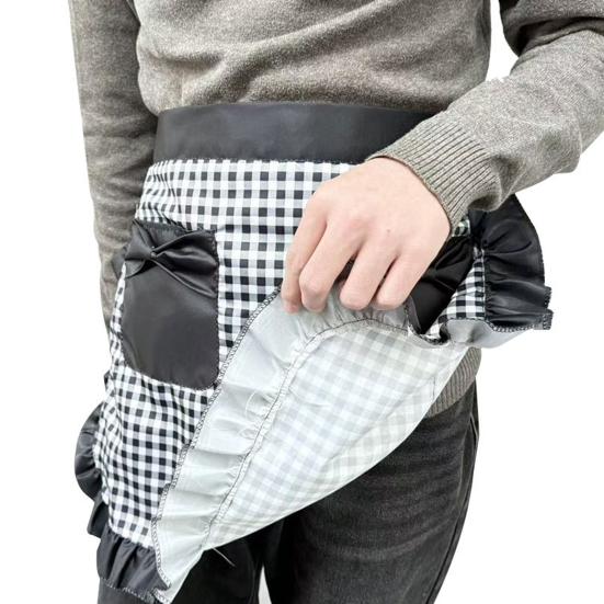 Кухонный фартук Yousheng с двойными карманами, отделанный оборками полуфартук с регулируемыми завязками, фартук для кондитерской промышленности в западном стиле