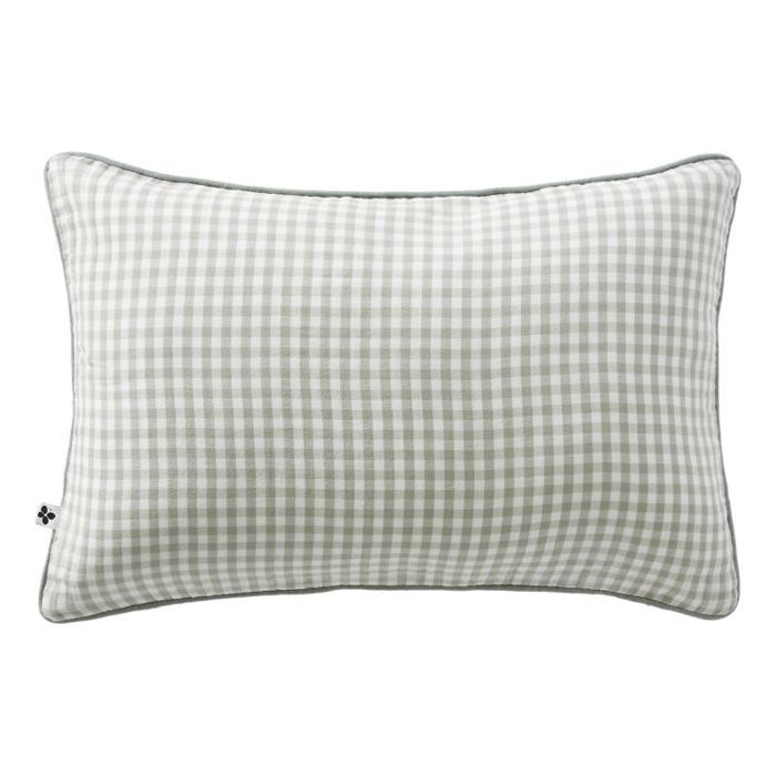 Coussin déhoussable avec passepoil Tissé teint "Vickie" toutes dimensions "Gaze de Coton" - Vickie Eucalyptus