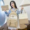 Four-Piece Backpack Set Student School Bag Women's Large Capacity Backpack Color Block Campus Backpack