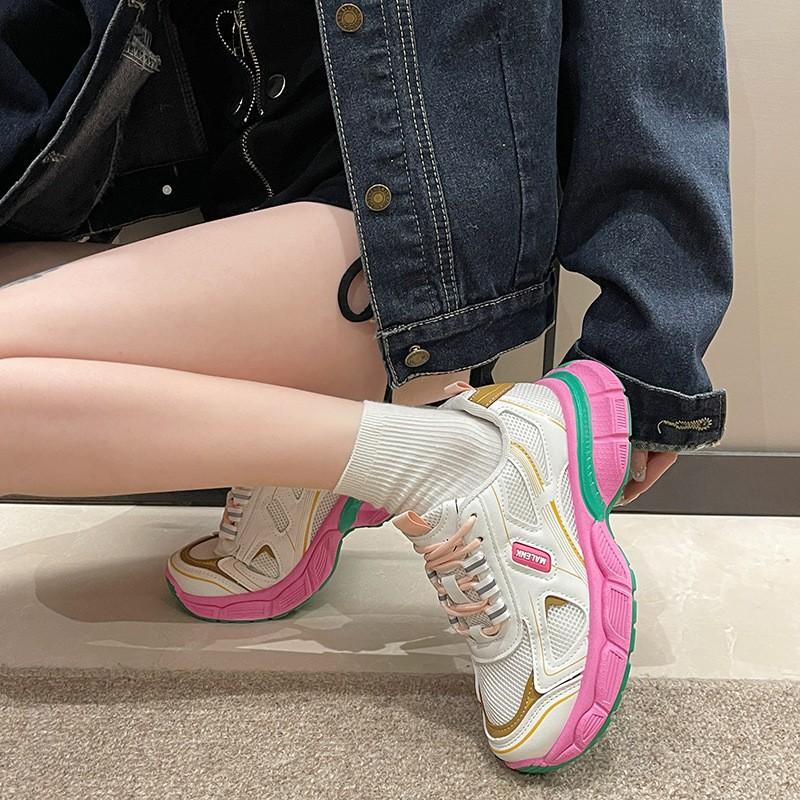 Интернет-знаменитость, женские кроссовки «папины кроссовки» 2025 весна, новая толстая подошва, увеличивающие рост, сетчатые дышащие тонкие нишевые спортивные туфли