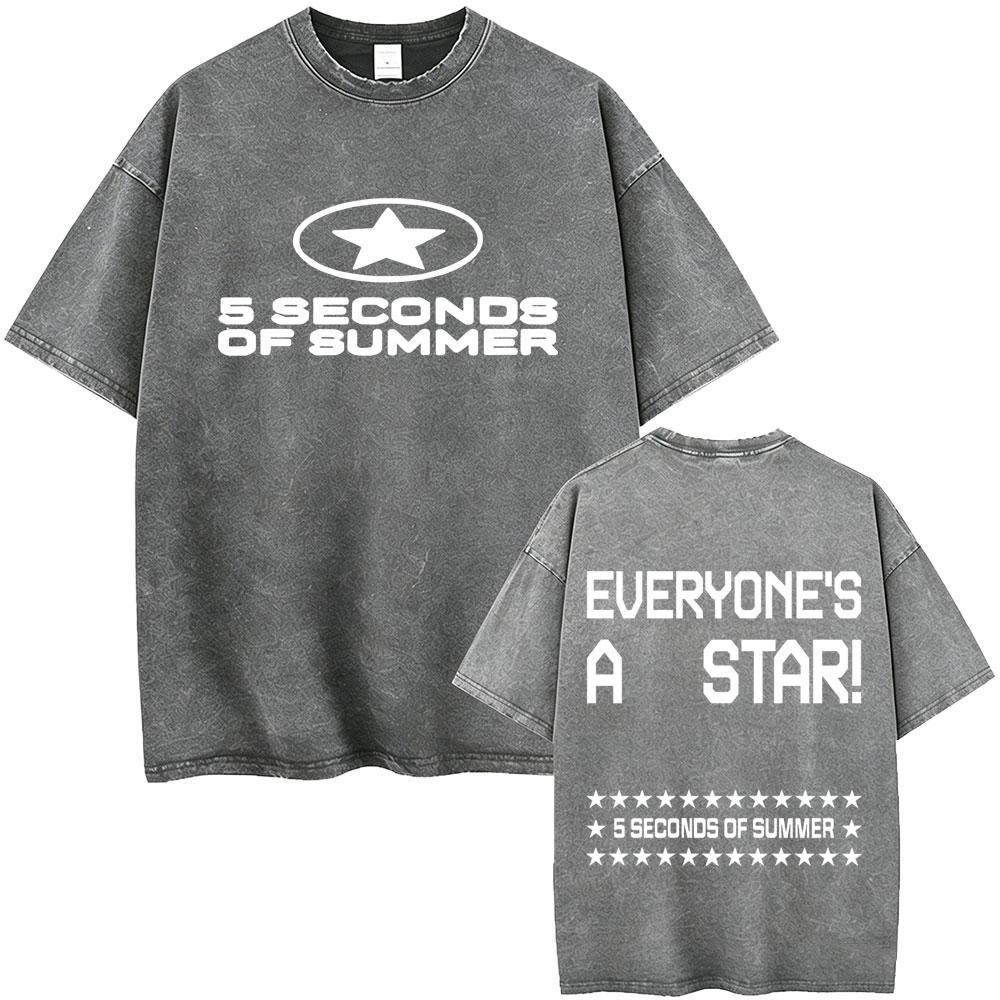 Washed Vintage 5 Seconds of Summer Everyones A Star World Tour 2026 Tshirt Men Women Clothing Pop Punk Rock Acid Wash T Shirts