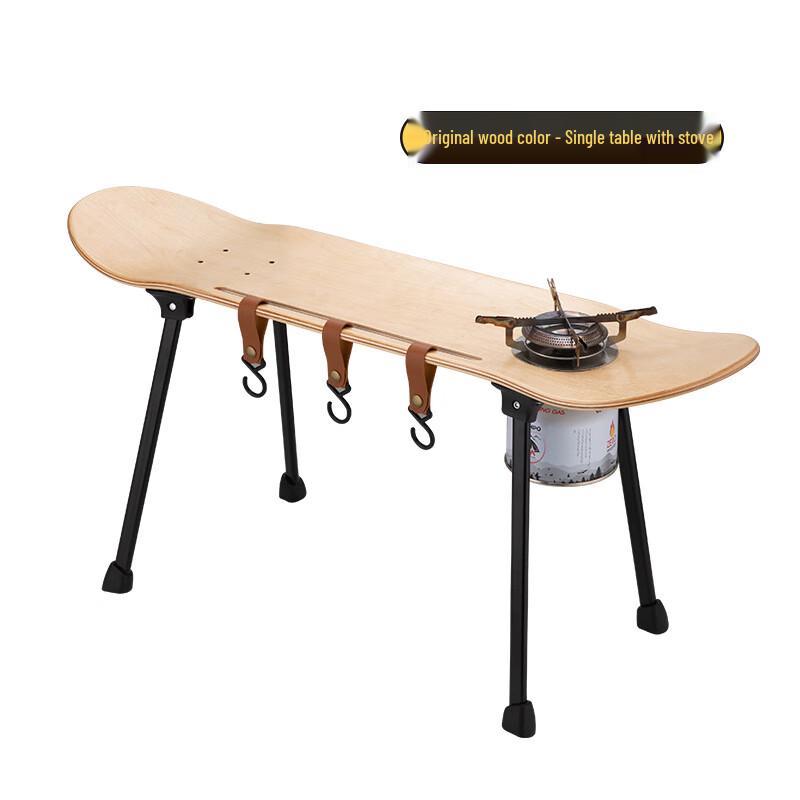 OEING Foldable Camping Table with Integrated Charcoal Stove