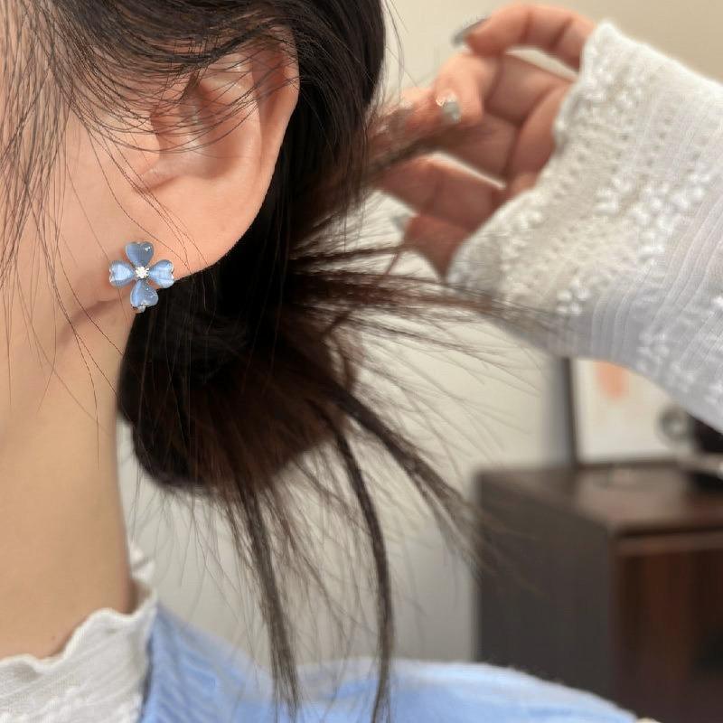 Серебряная игла летнее ощущение прохлады циркон опал цветок гвоздики модные изысканные серьги легкая роскошь высококачественные серьги для женщин